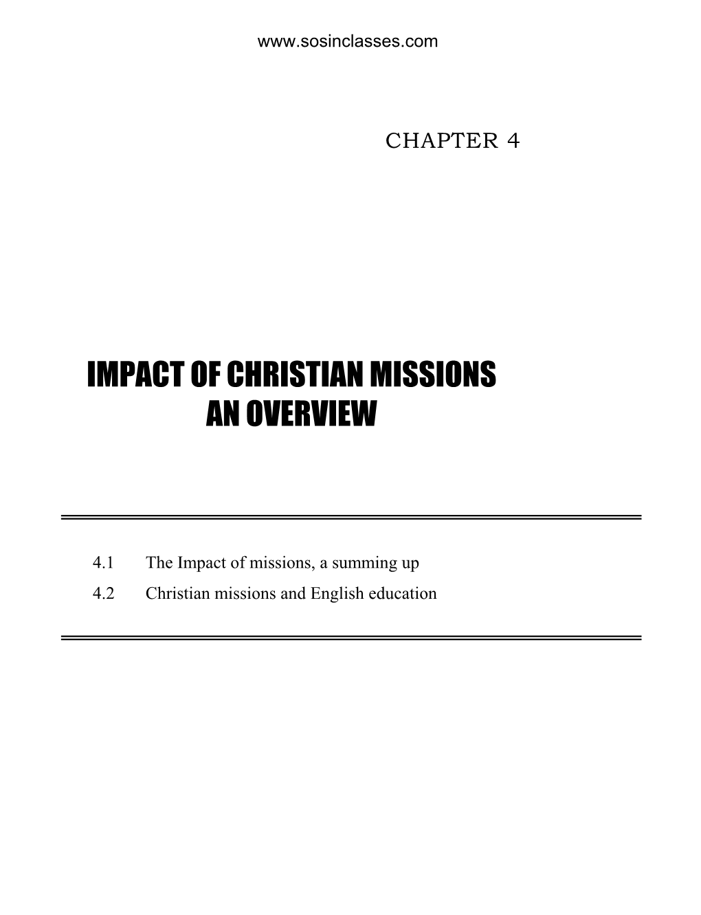 Impact of Christian Missions an Overview