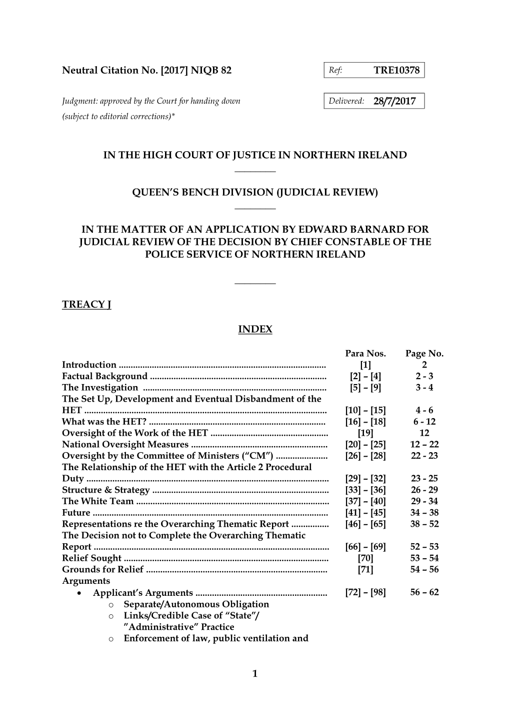 Barnard's (Edward) Application for Judicial Review of The