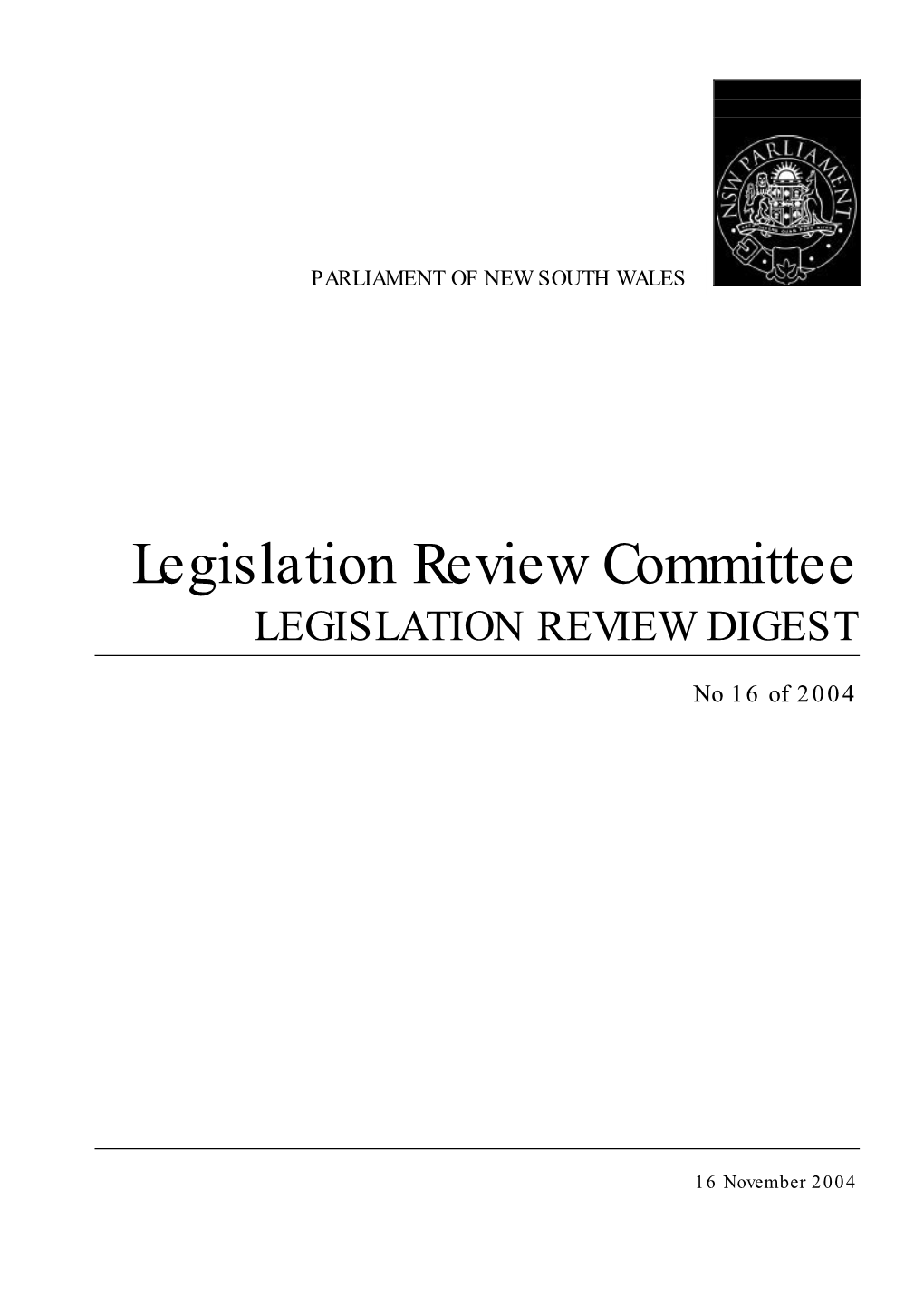 2004.16 Legislation Review Digest