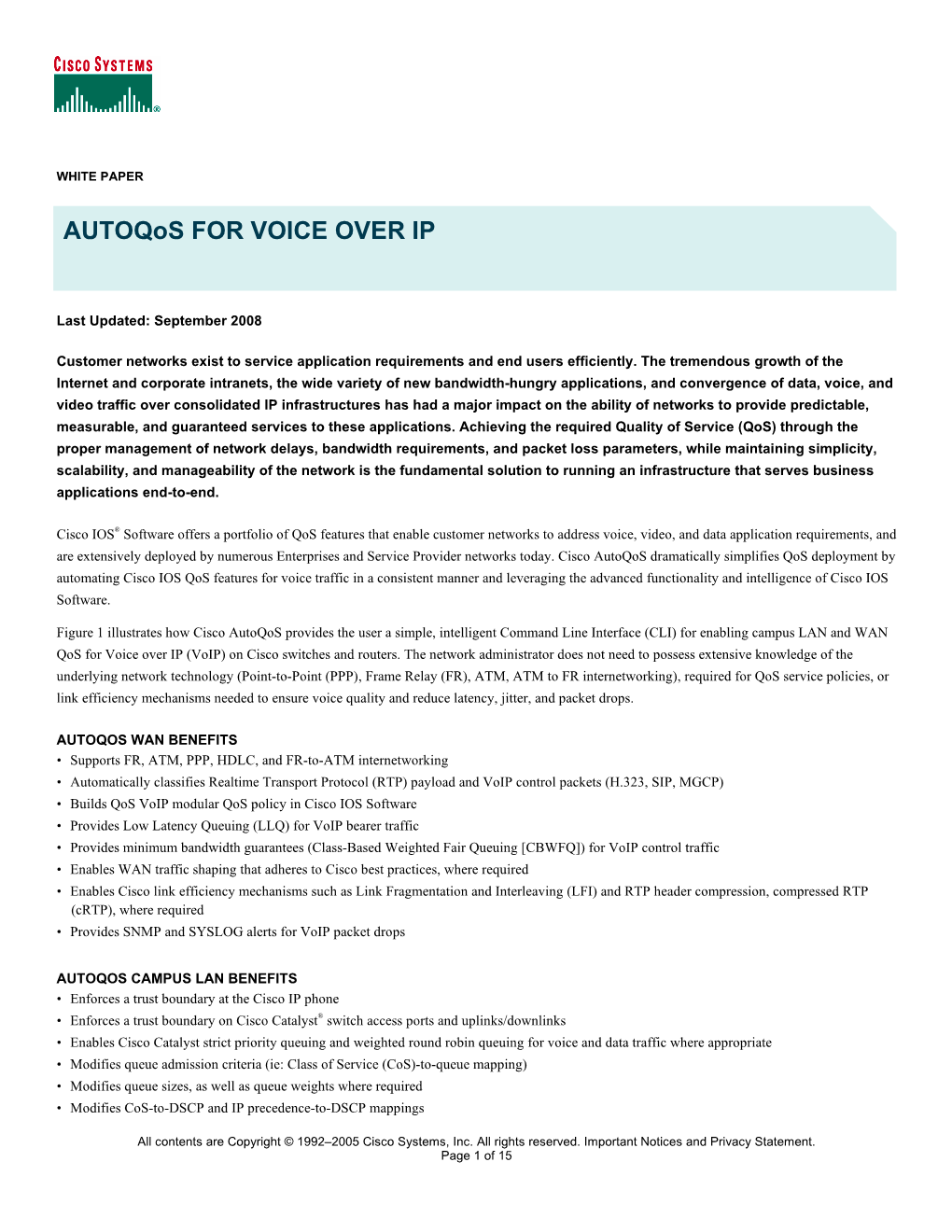 Autoqos for Voice Over IP (Voip)