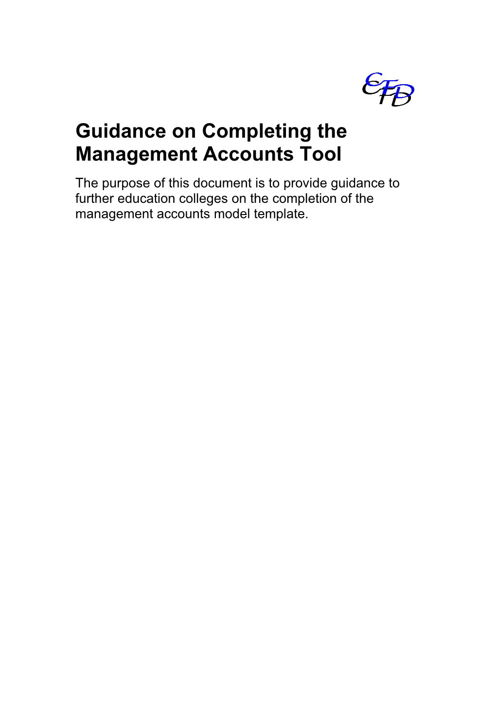 Guidance Notes on Completion of Management Accounts Model