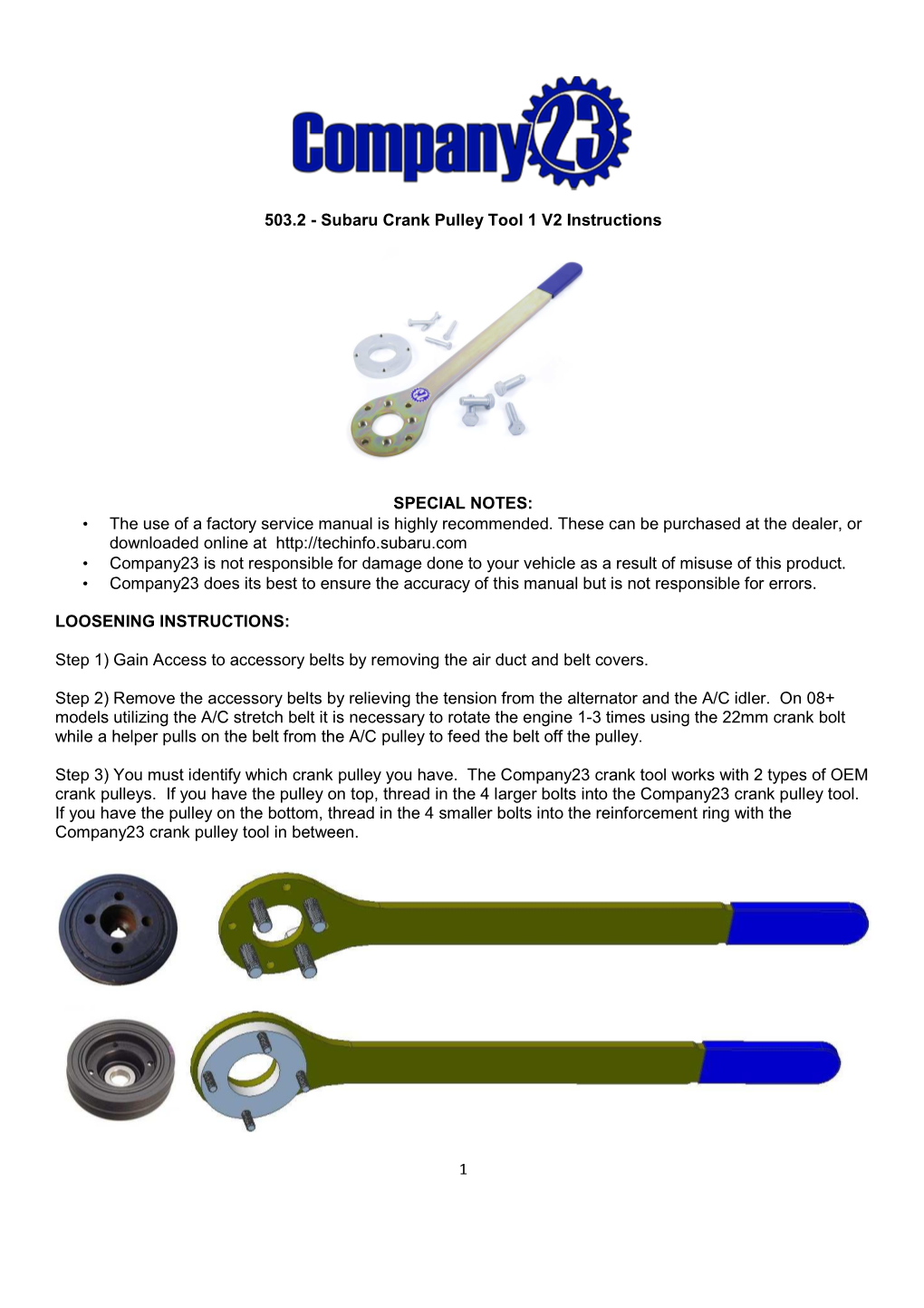 Subaru Crank Pulley Tool Manual