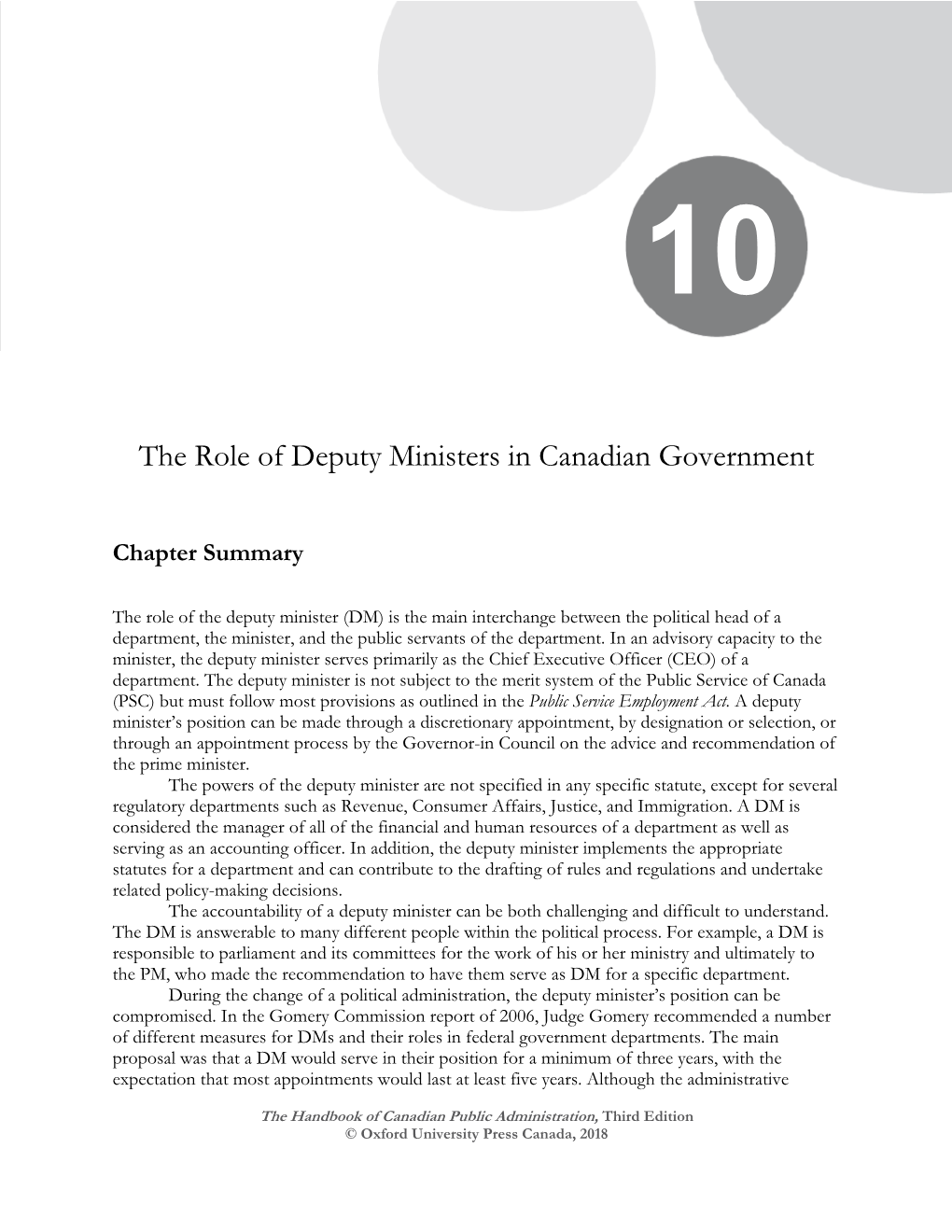 The Role of Deputy Ministers in Canadian Government