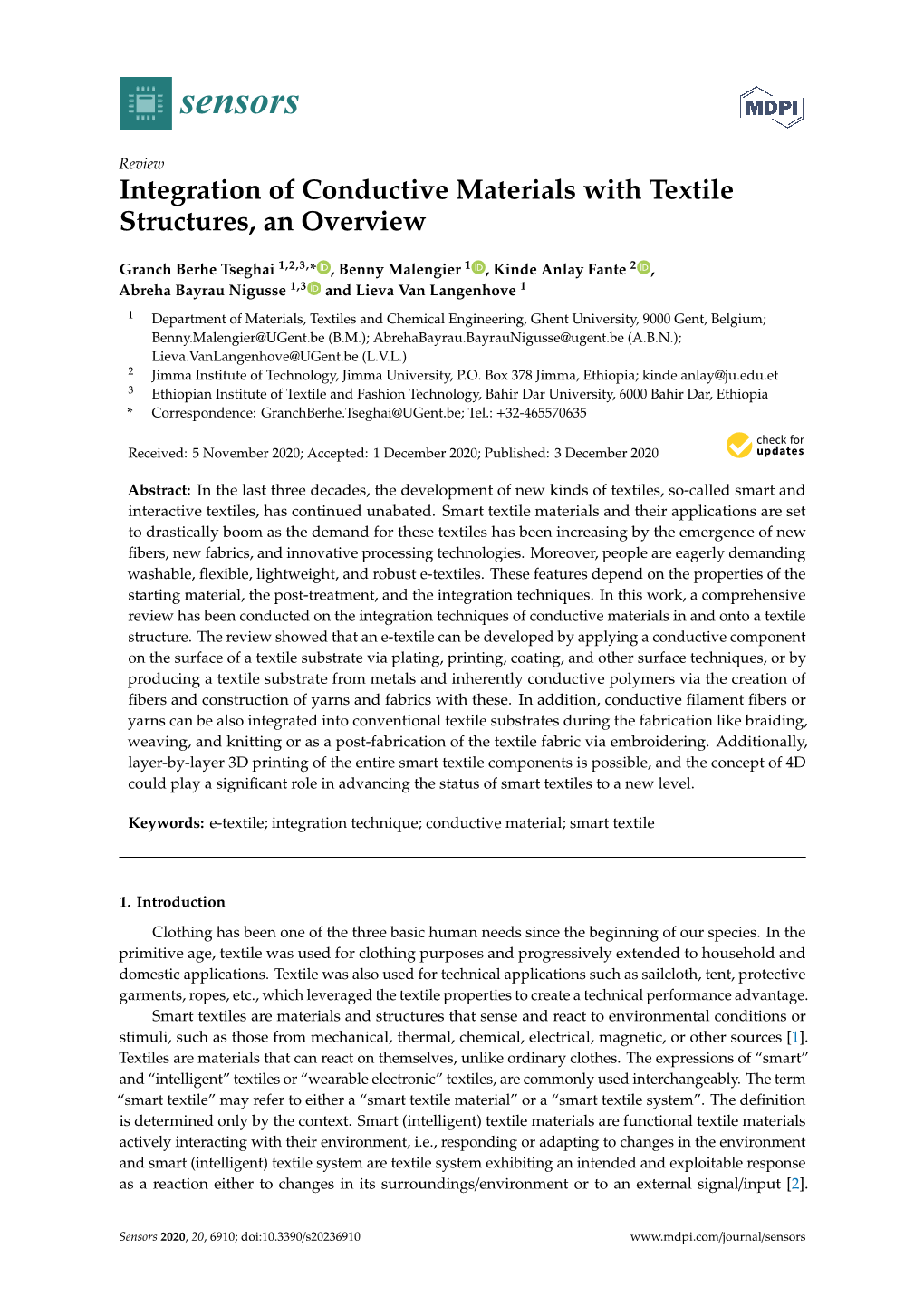 Integration of Conductive Materials with Textile Structures, an Overview