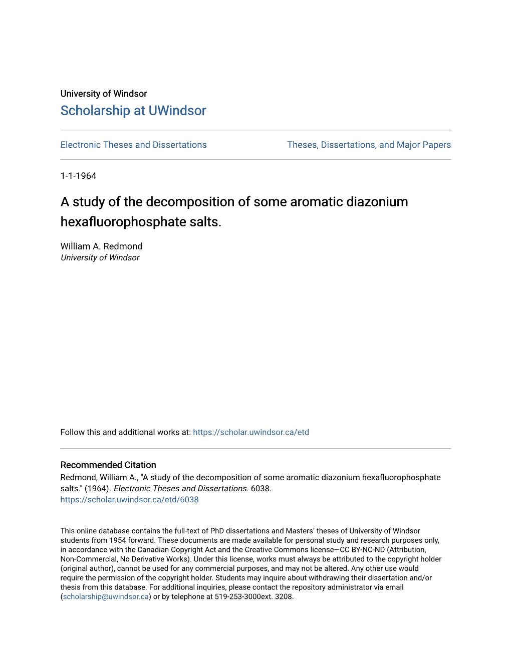 A Study of the Decomposition of Some Aromatic Diazonium Hexafluorophosphate Salts