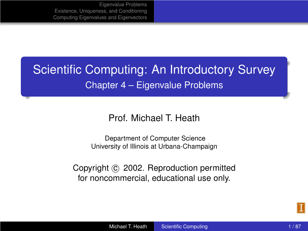 Scientific Computing: an Introductory Survey