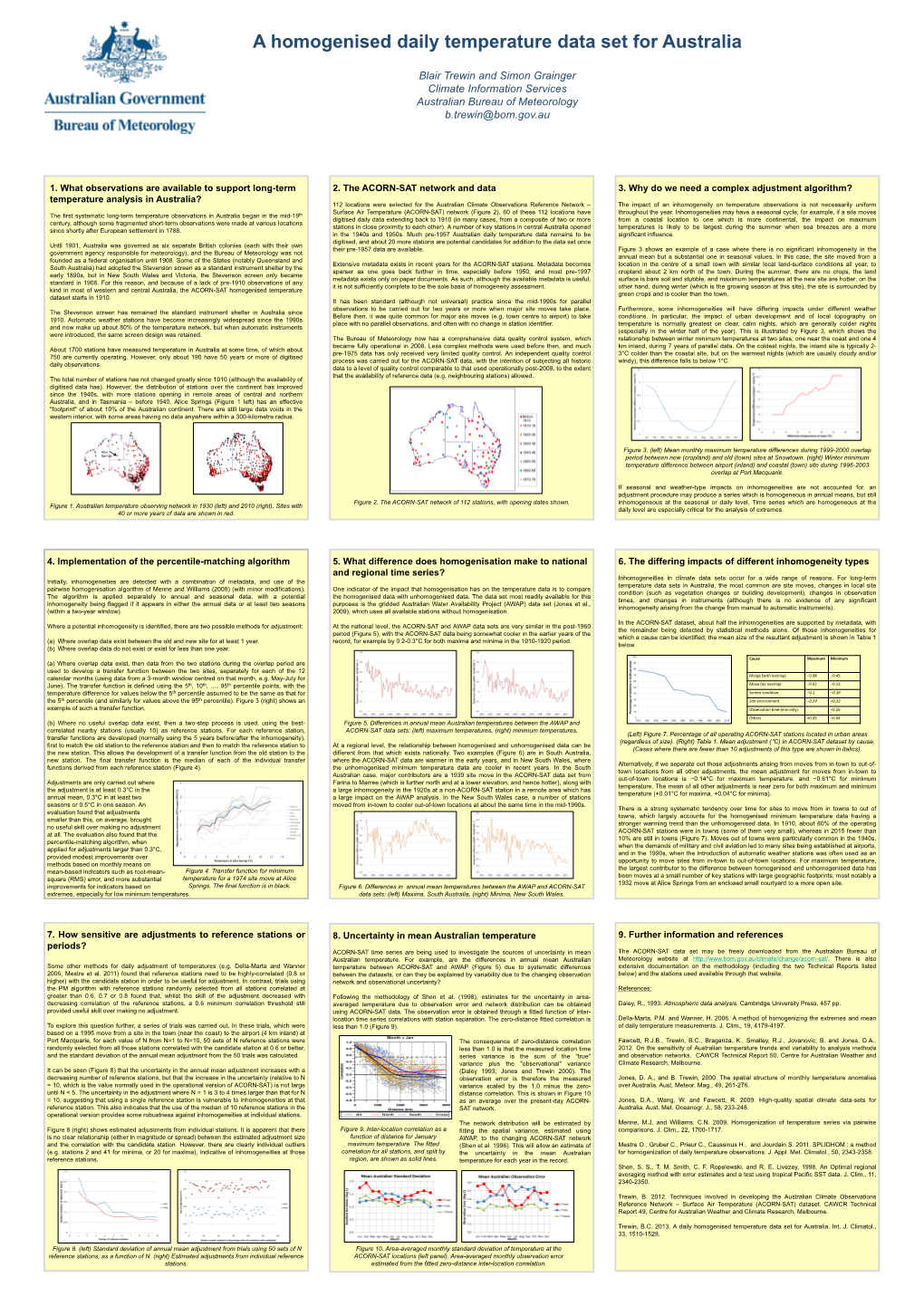 A Homogenised Daily Temperature Data Set for Australia