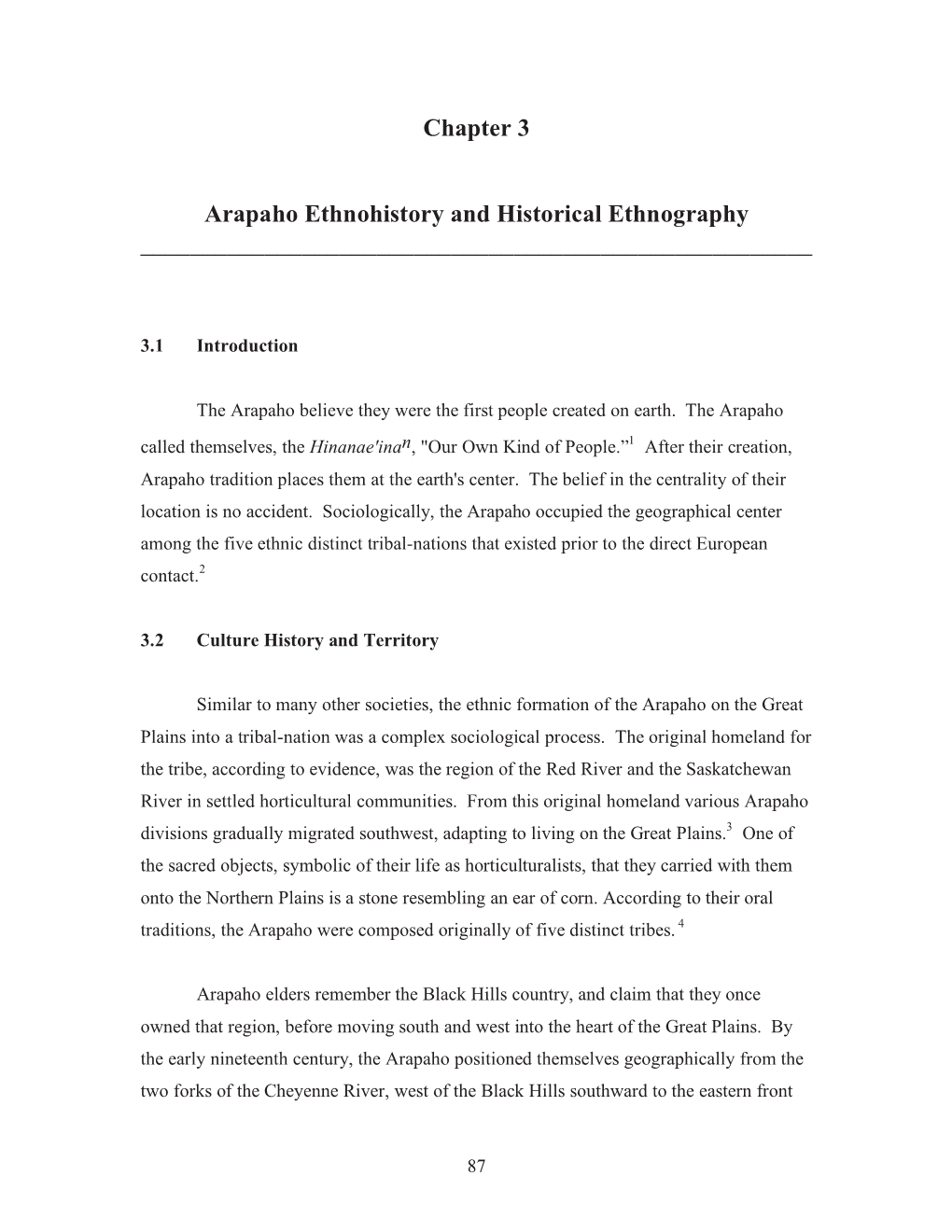 Chapter 3 Arapaho Ethnohistory and Historical