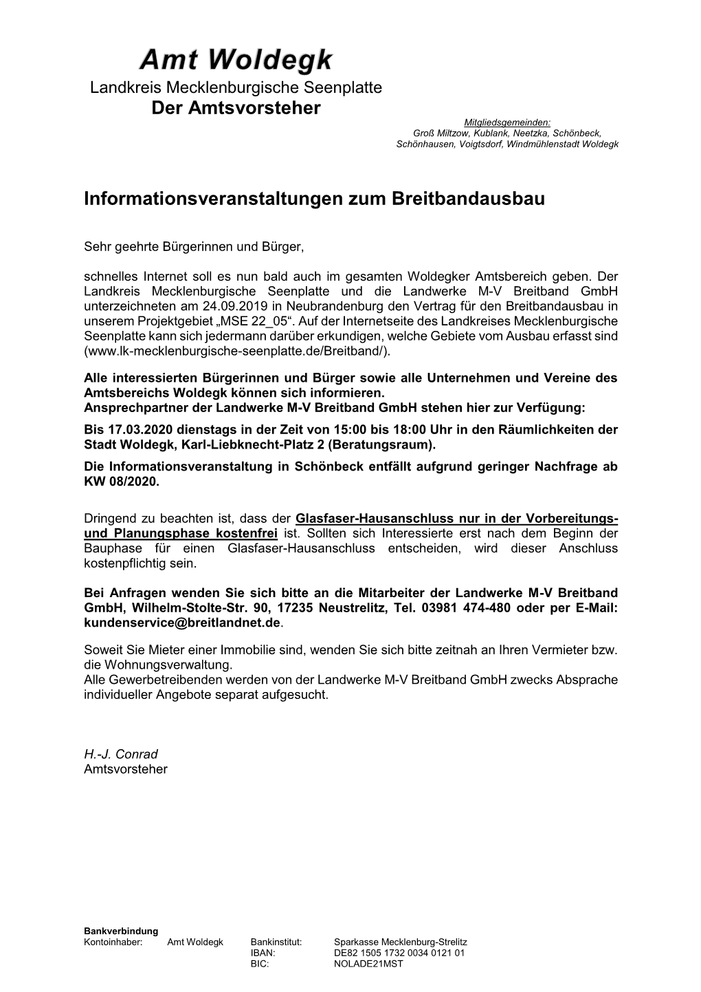 Der Amtsvorsteher Informationsveranstaltungen Zum