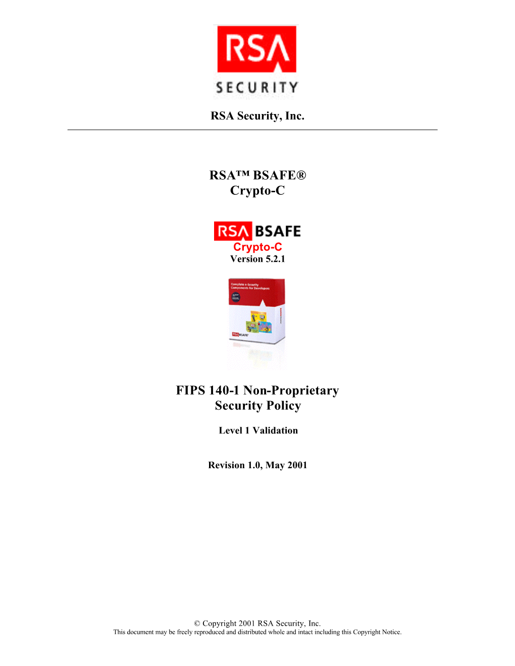 RSA BSAFE Crypto-C 5.21 FIPS 140-1 Security Policy2.…