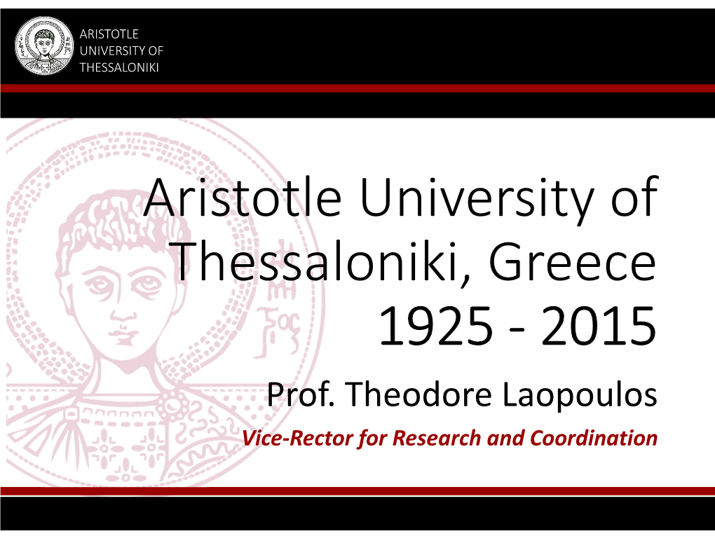 Aristotle University of Thessaloniki, Greece1925