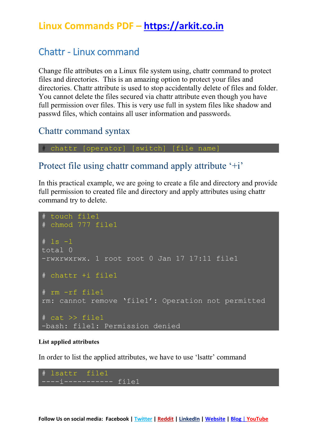 Chattr Linux Command