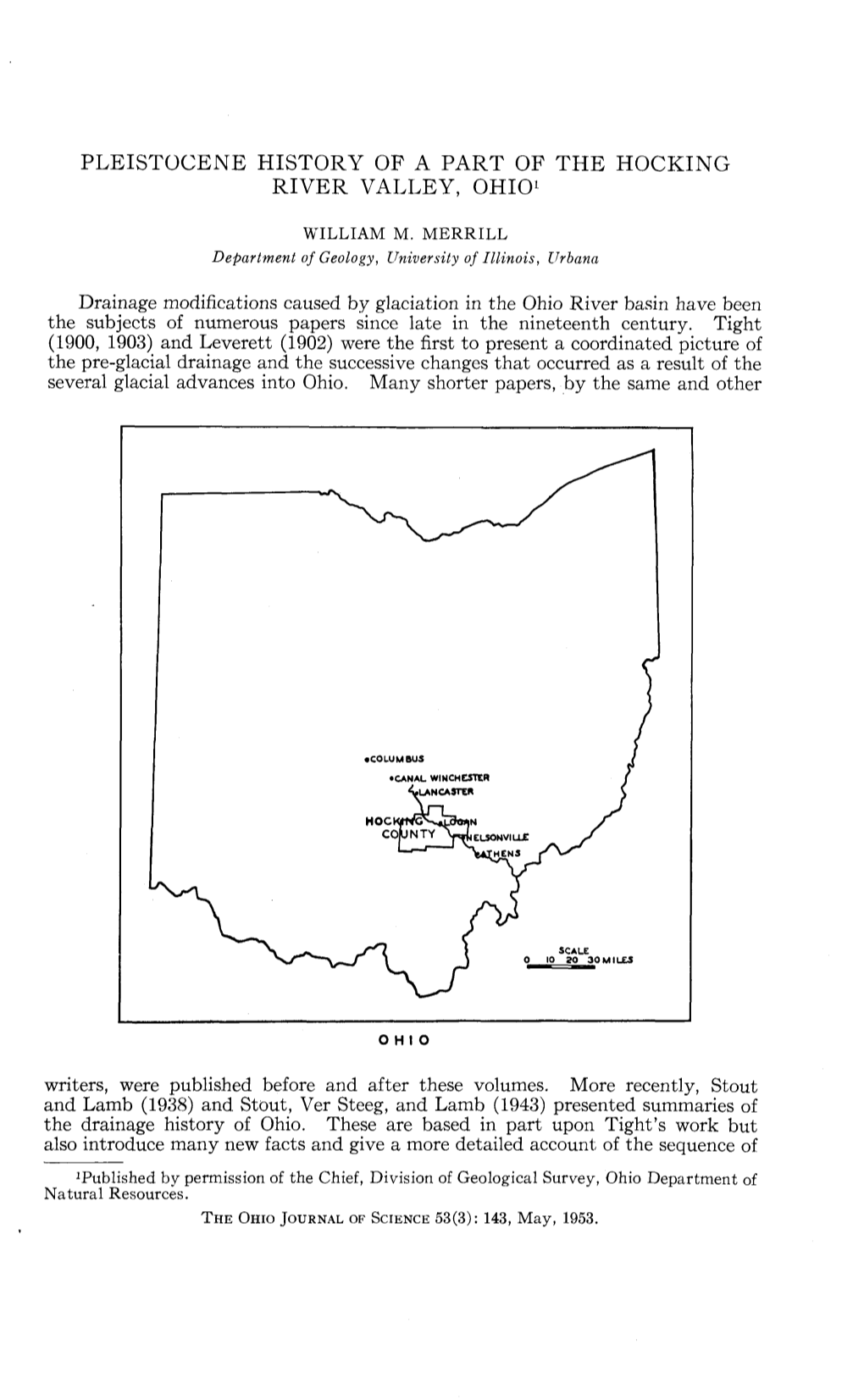 Pleistocene History of a Part of the Hocking River Valley, Ohio1