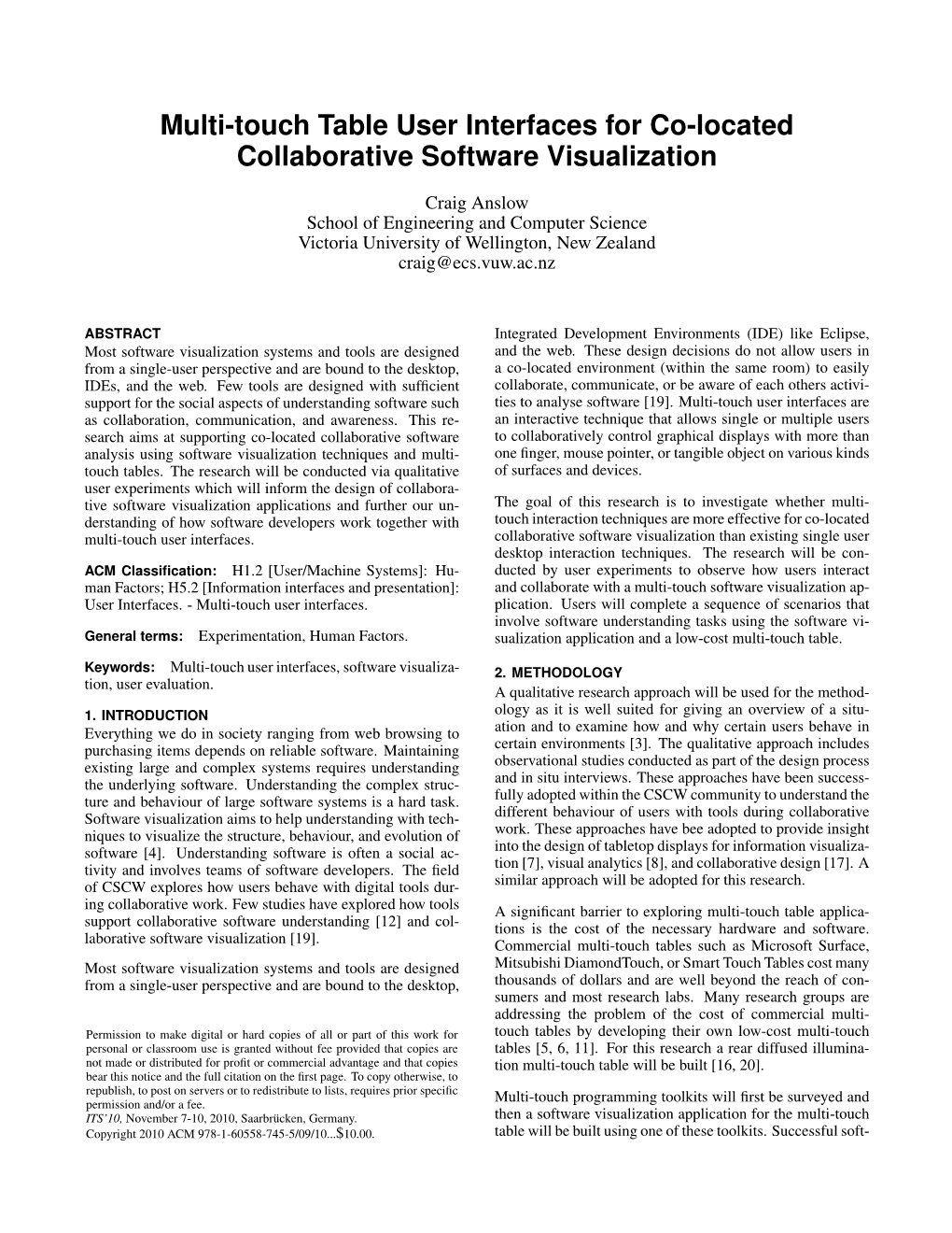 Multi-Touch Table User Interfaces for Co-Located Collaborative Software Visualization