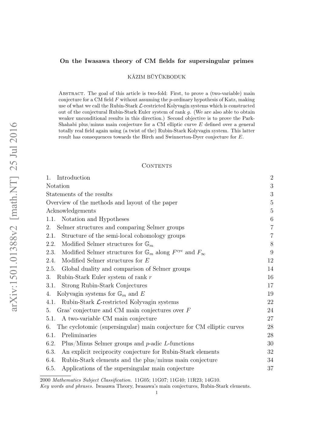 Arxiv:1501.01388V2 [Math.NT] 25 Jul 2016 E Od N Phrases