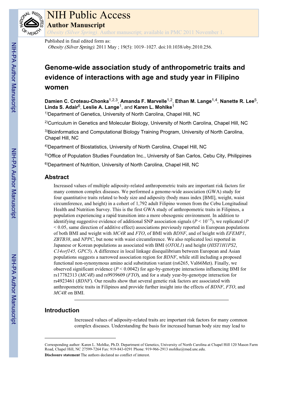 NIH Public Access Author Manuscript Obesity (Silver Spring)