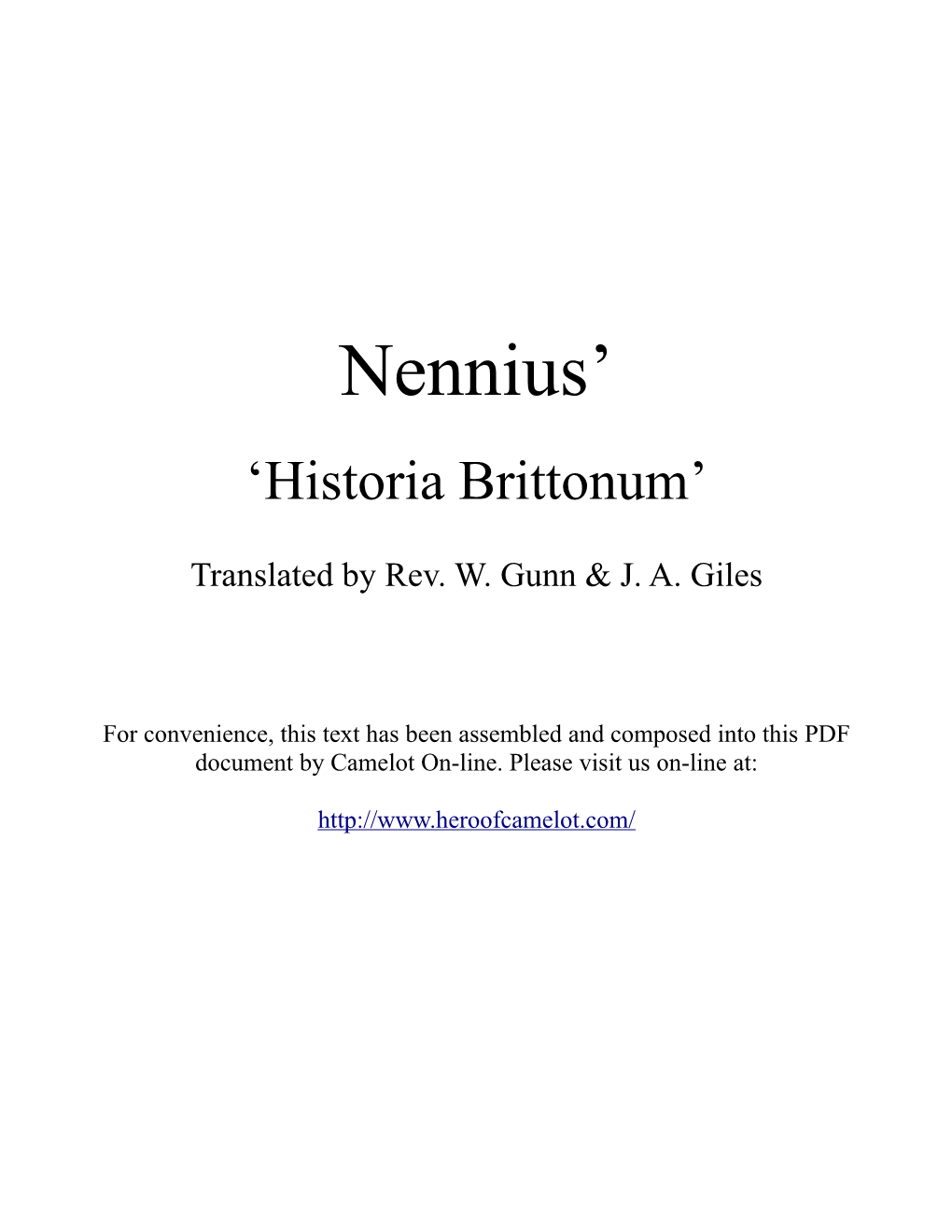 Nennius' Historia Brittonum