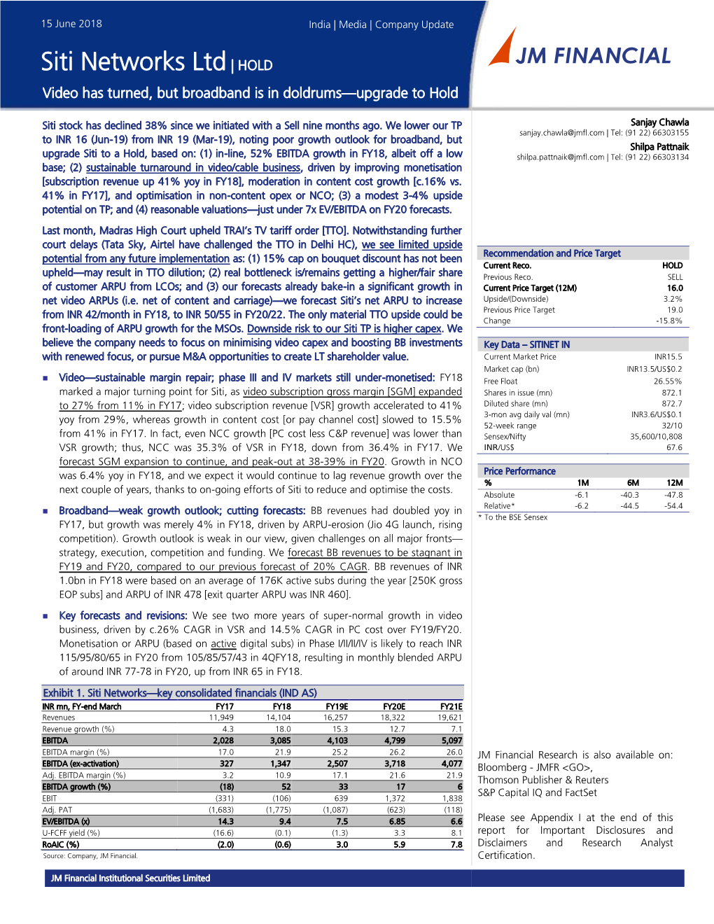 Siti Networks Ltd| HOLD