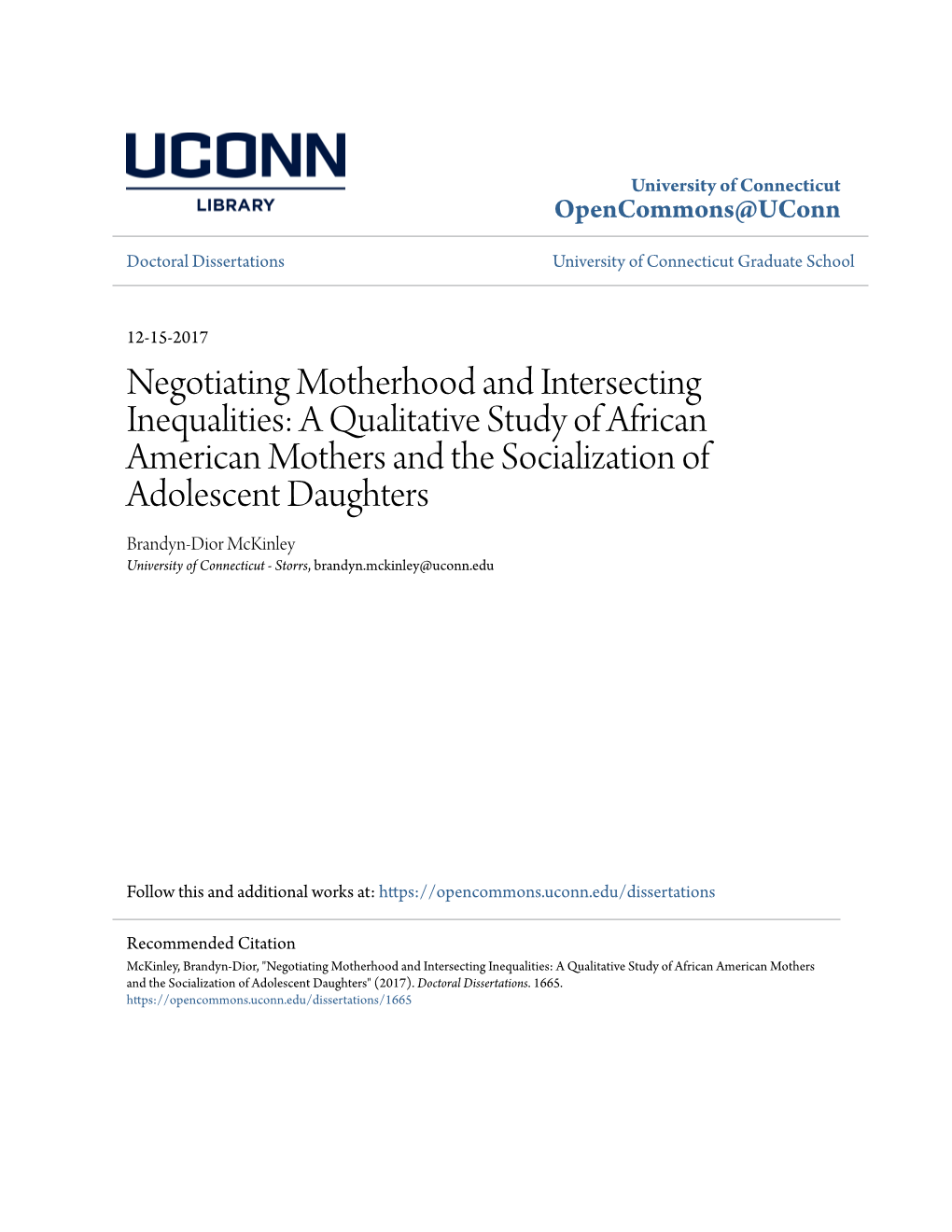 Negotiating Motherhood and Intersecting Inequalities: a Qualitative Study of African American Mothers and the Socialization of A