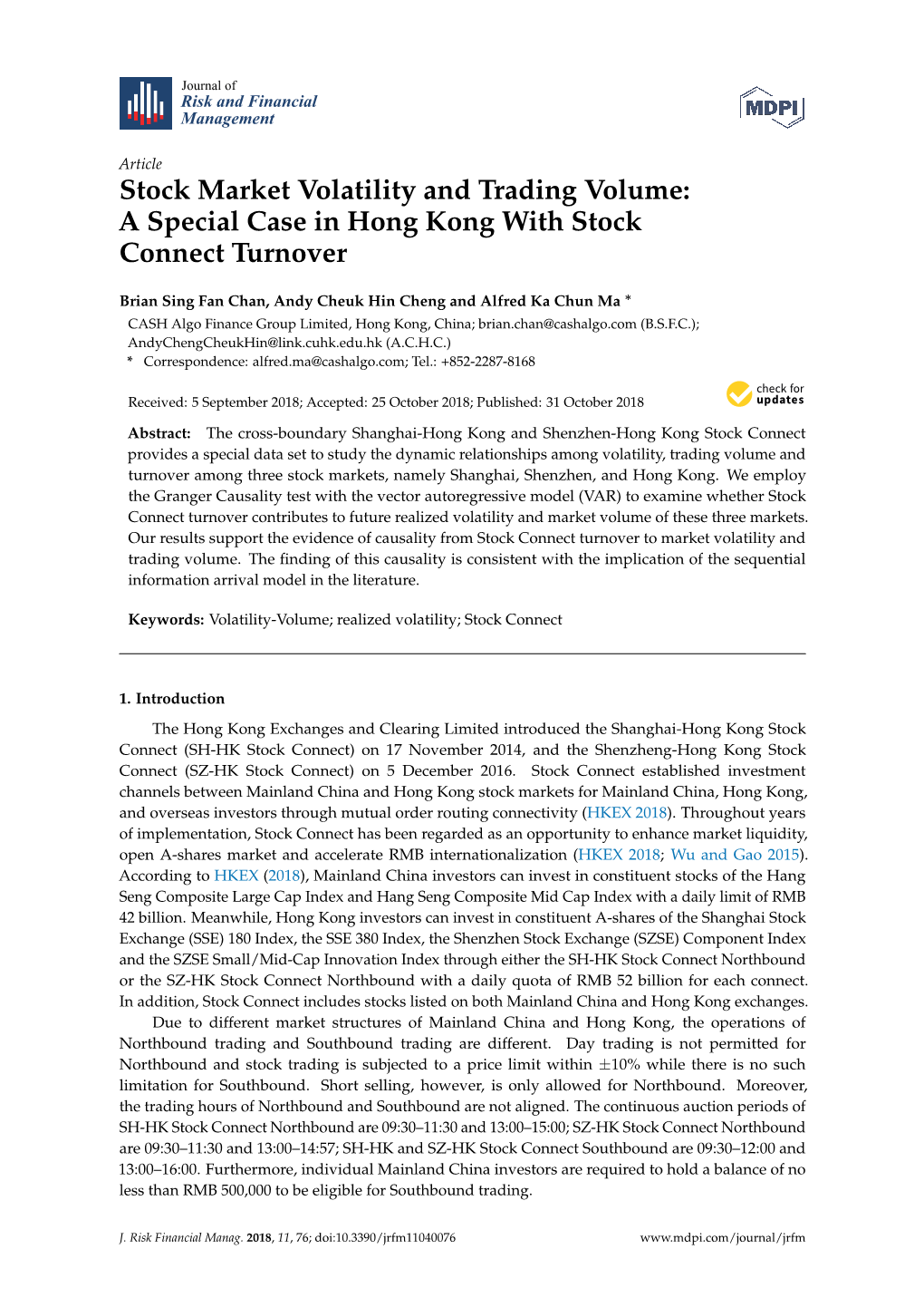 A Special Case in Hong Kong with Stock Connect Turnover