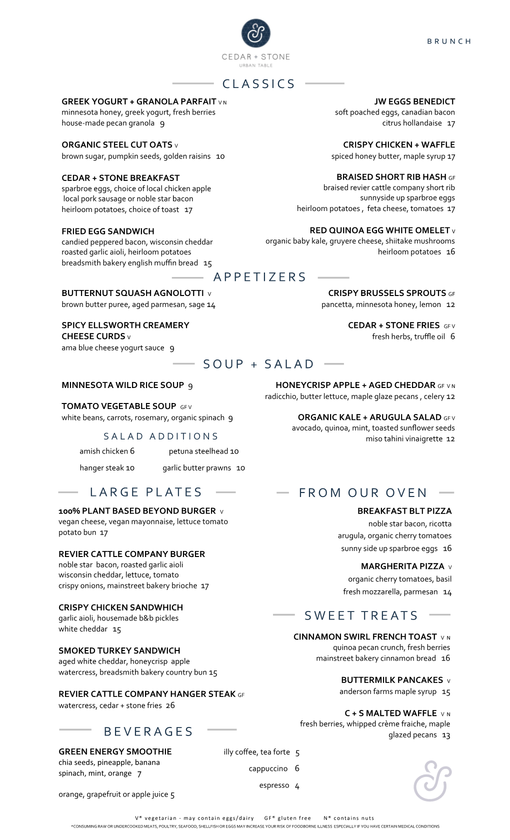 Cedar Stone Fall Brunch Menu