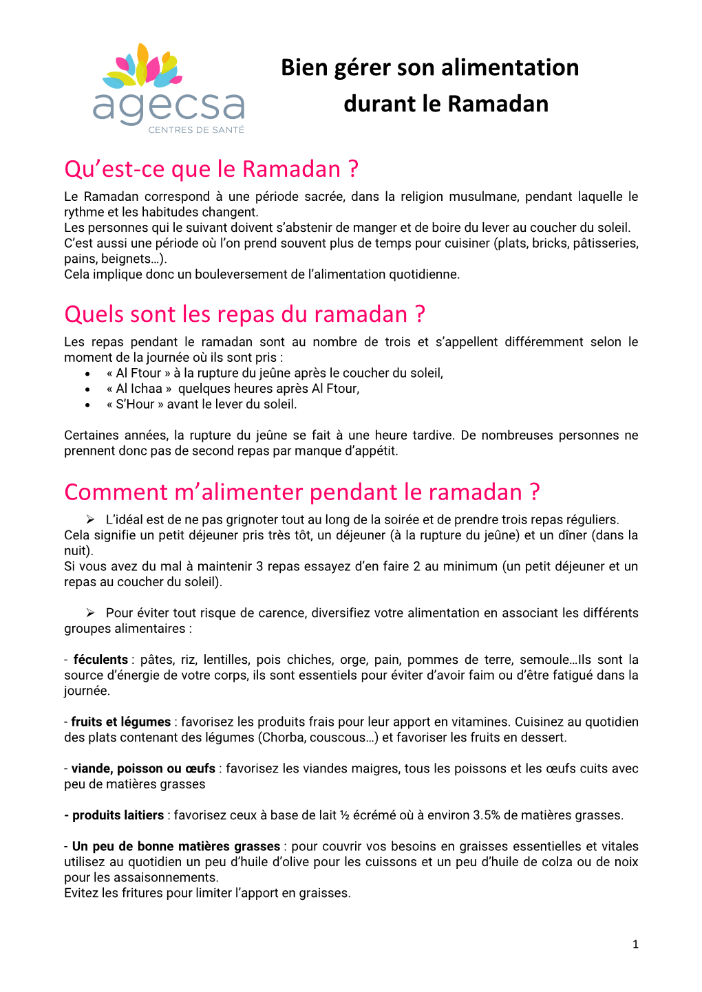 Quels Sont Les Repas Du Ramadan