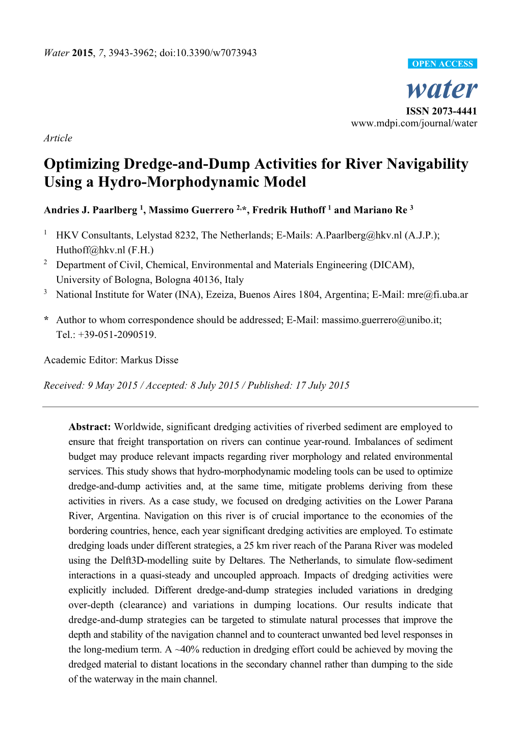 Optimizing Dredge-And-Dump Activities for River Navigability Using a Hydro-Morphodynamic Model