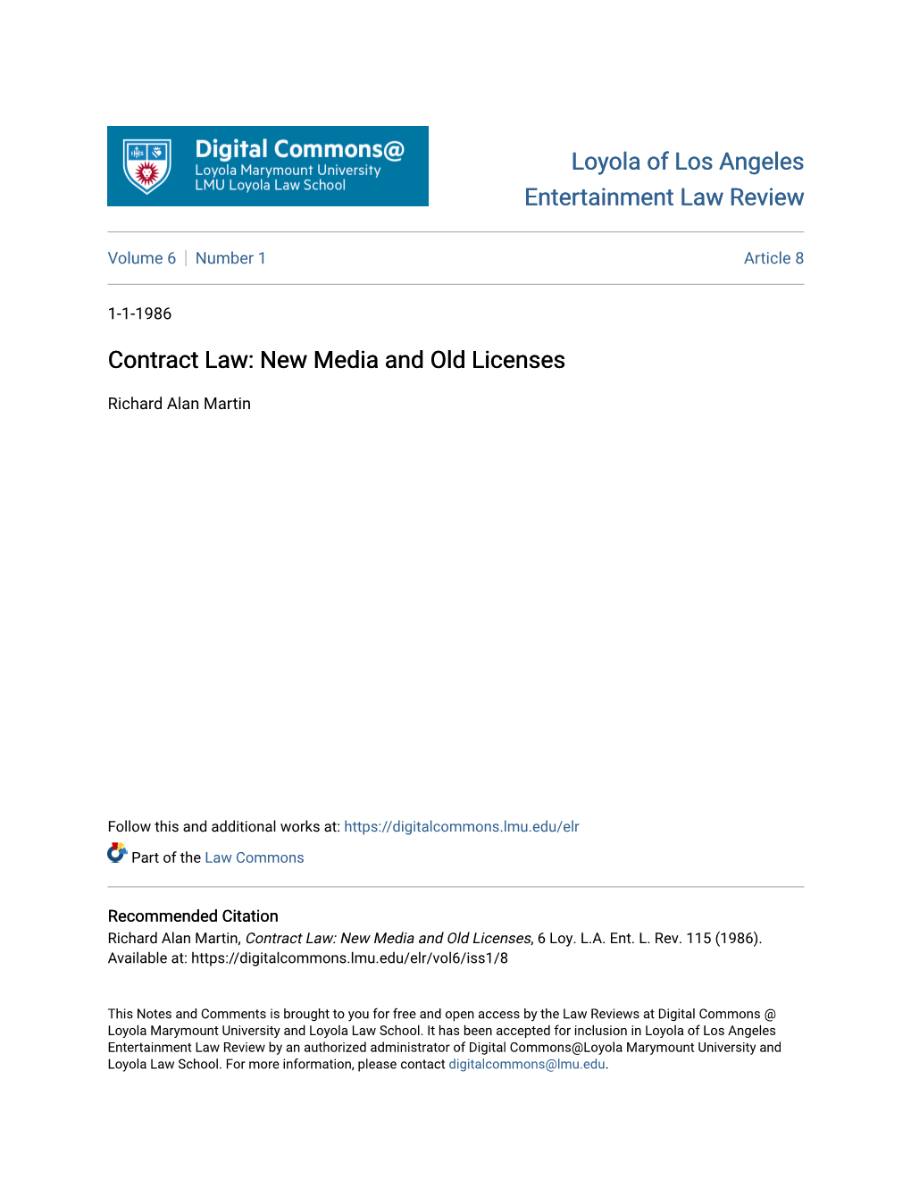 Contract Law: New Media and Old Licenses