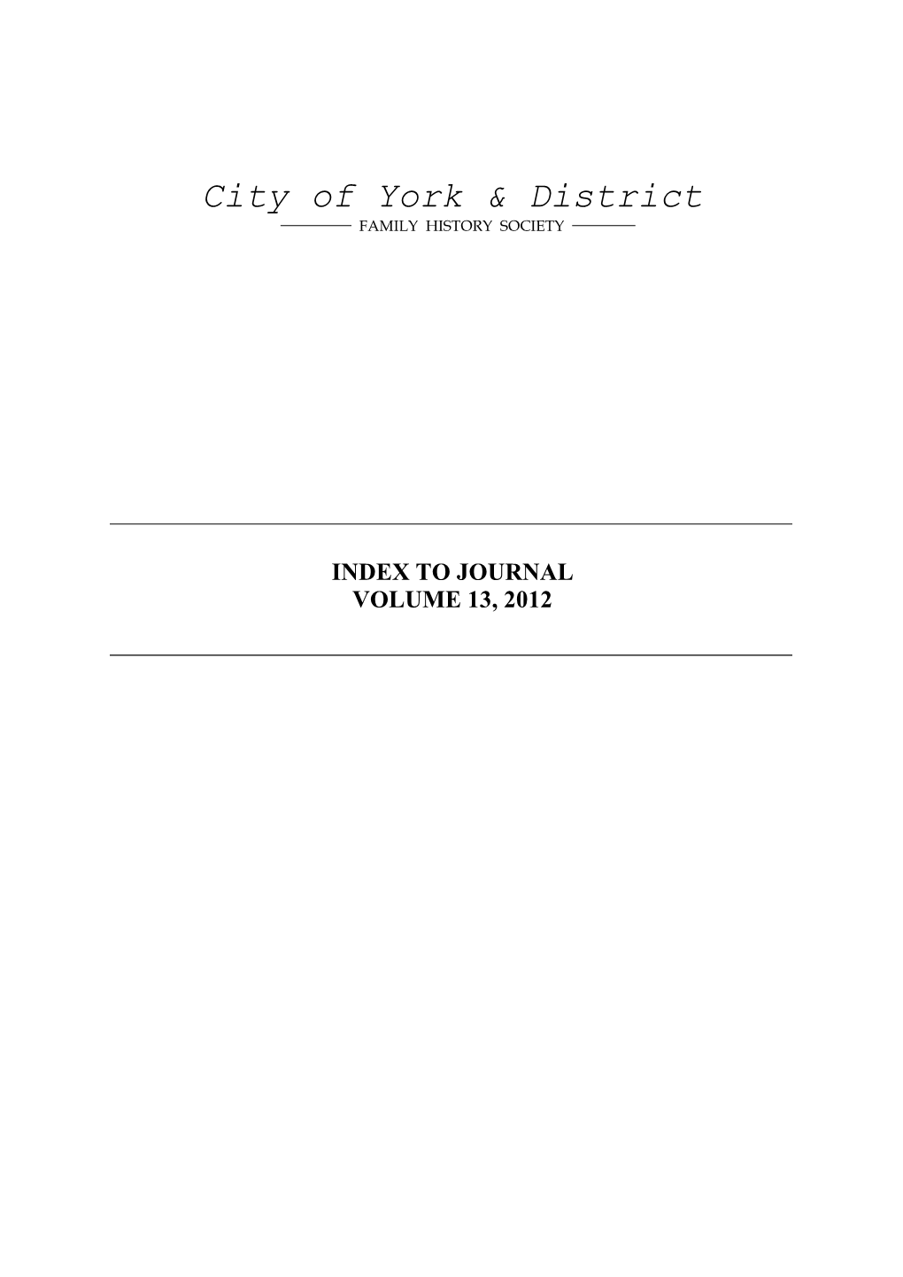 City of York & District