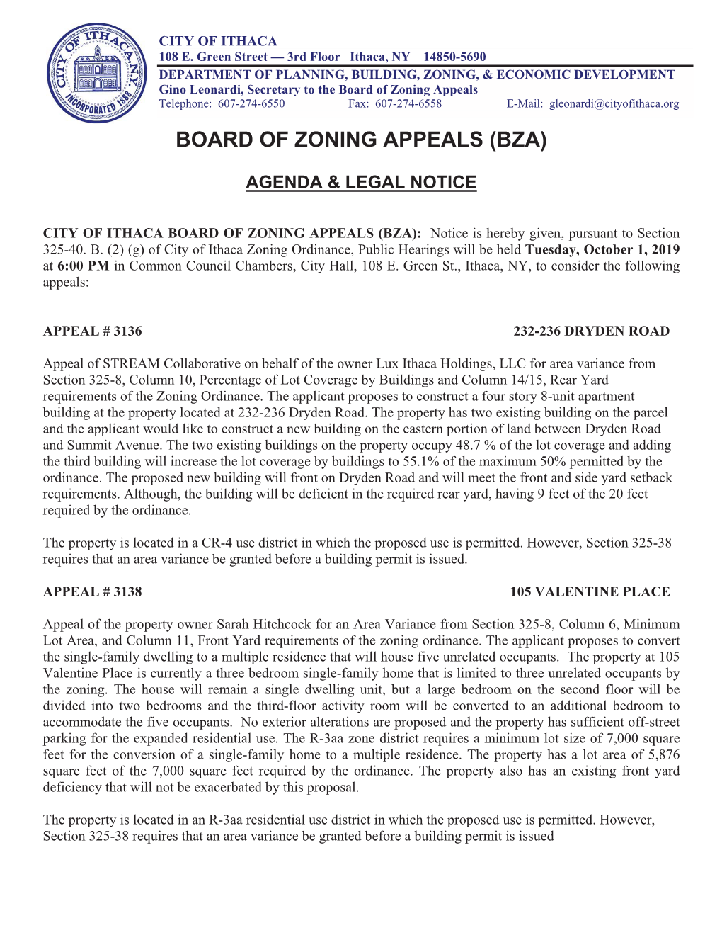 Board of Zoning Appeals (Bza) Application