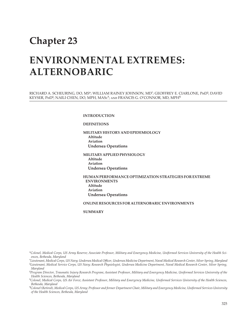 Chapter 23 ENVIRONMENTAL EXTREMES: ALTERNOBARIC