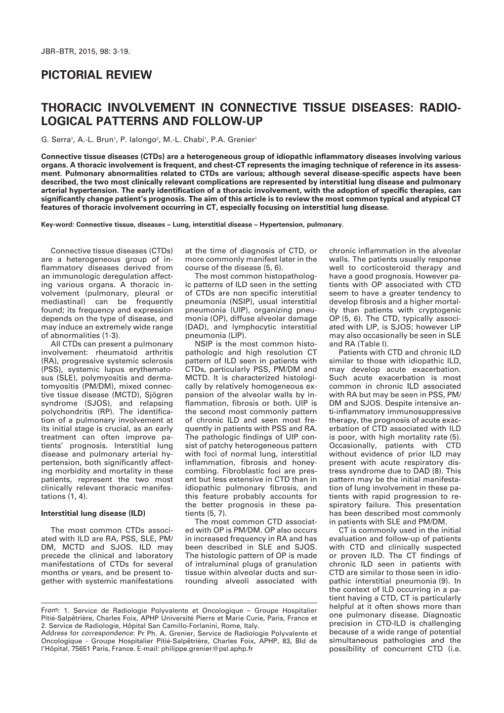 PICTORIAL REVIEW Thoracic Involvement in Connective