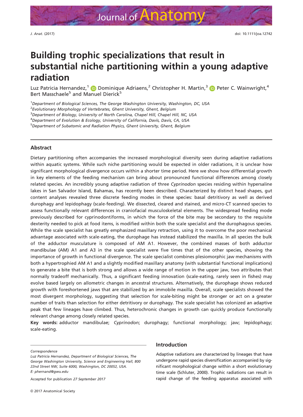 Building Trophic Specializations That Result in Substantial Niche