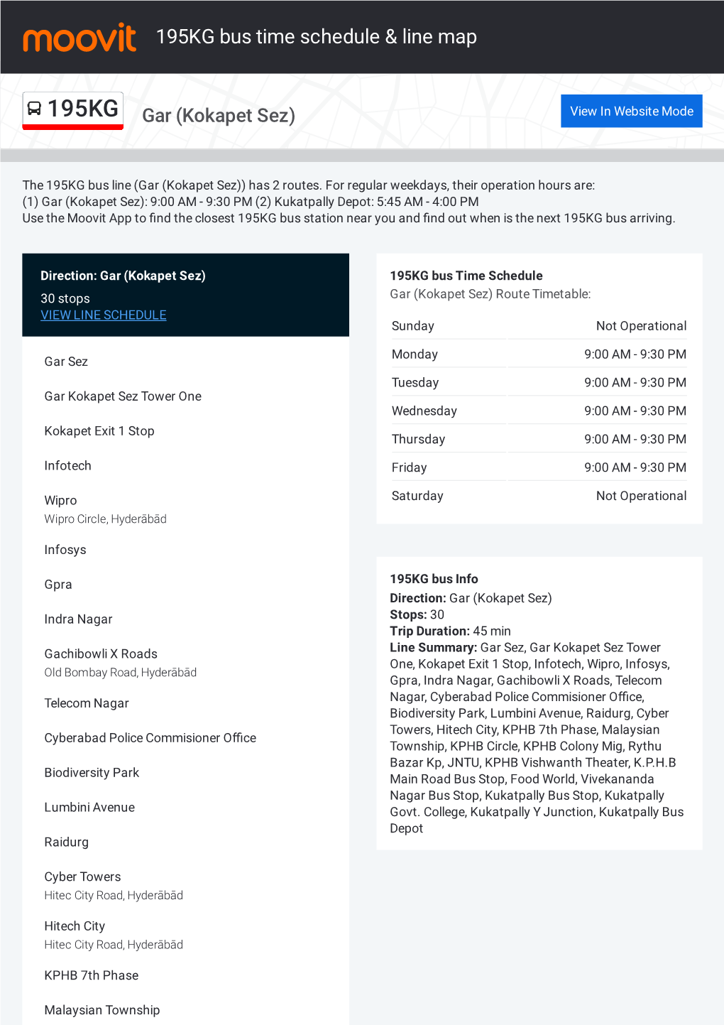 195KG Bus Time Schedule & Line Route