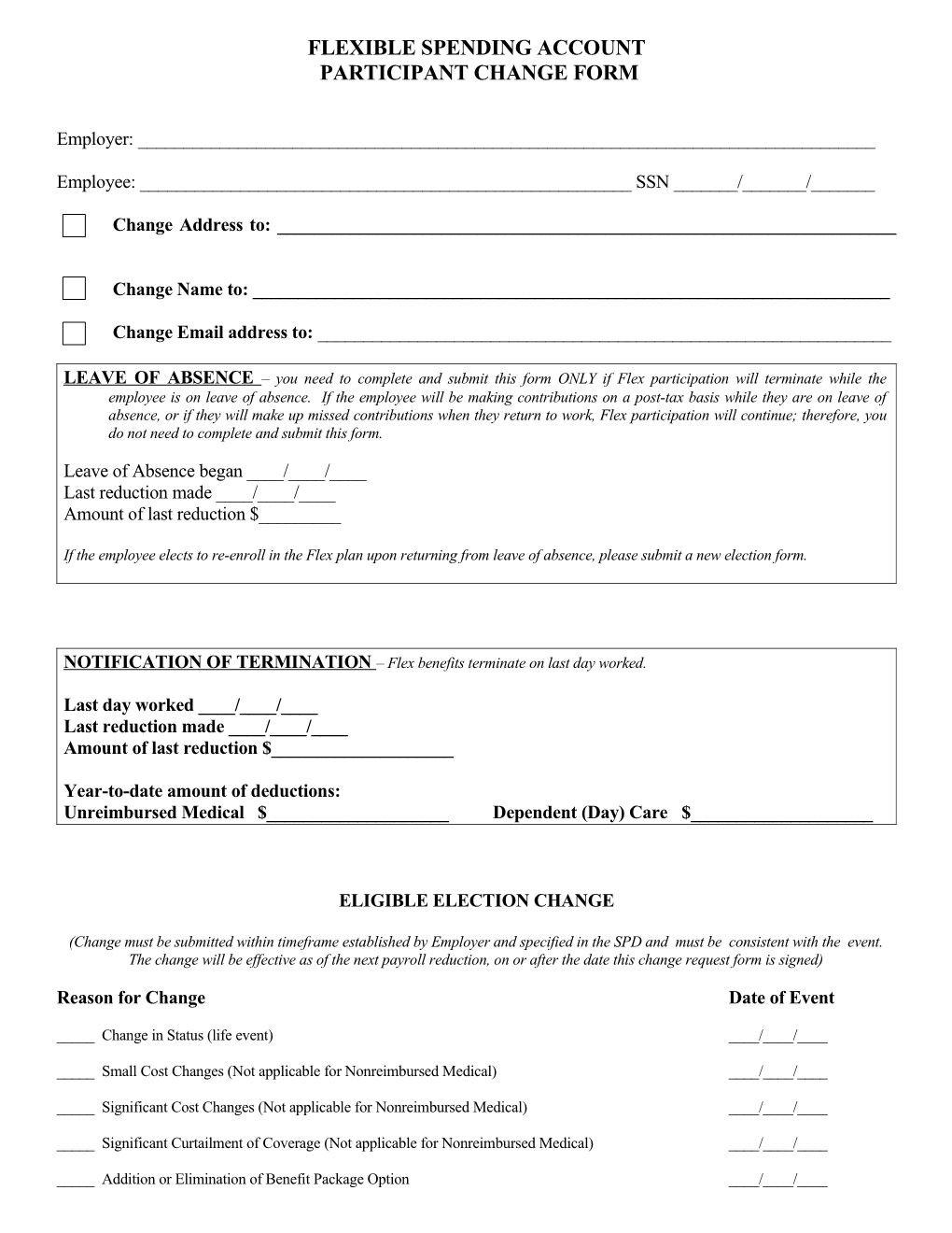 Flex Employee Change Form