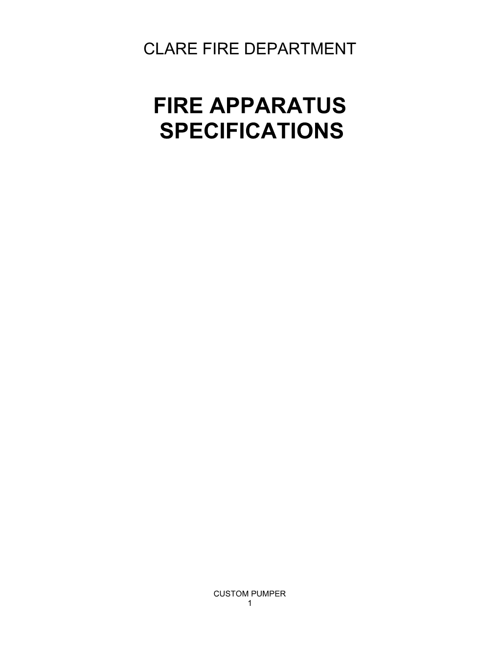 Fire Apparatus Specifications