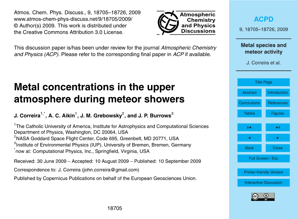 Metal Species and Meteor Activity 5 Discussion J