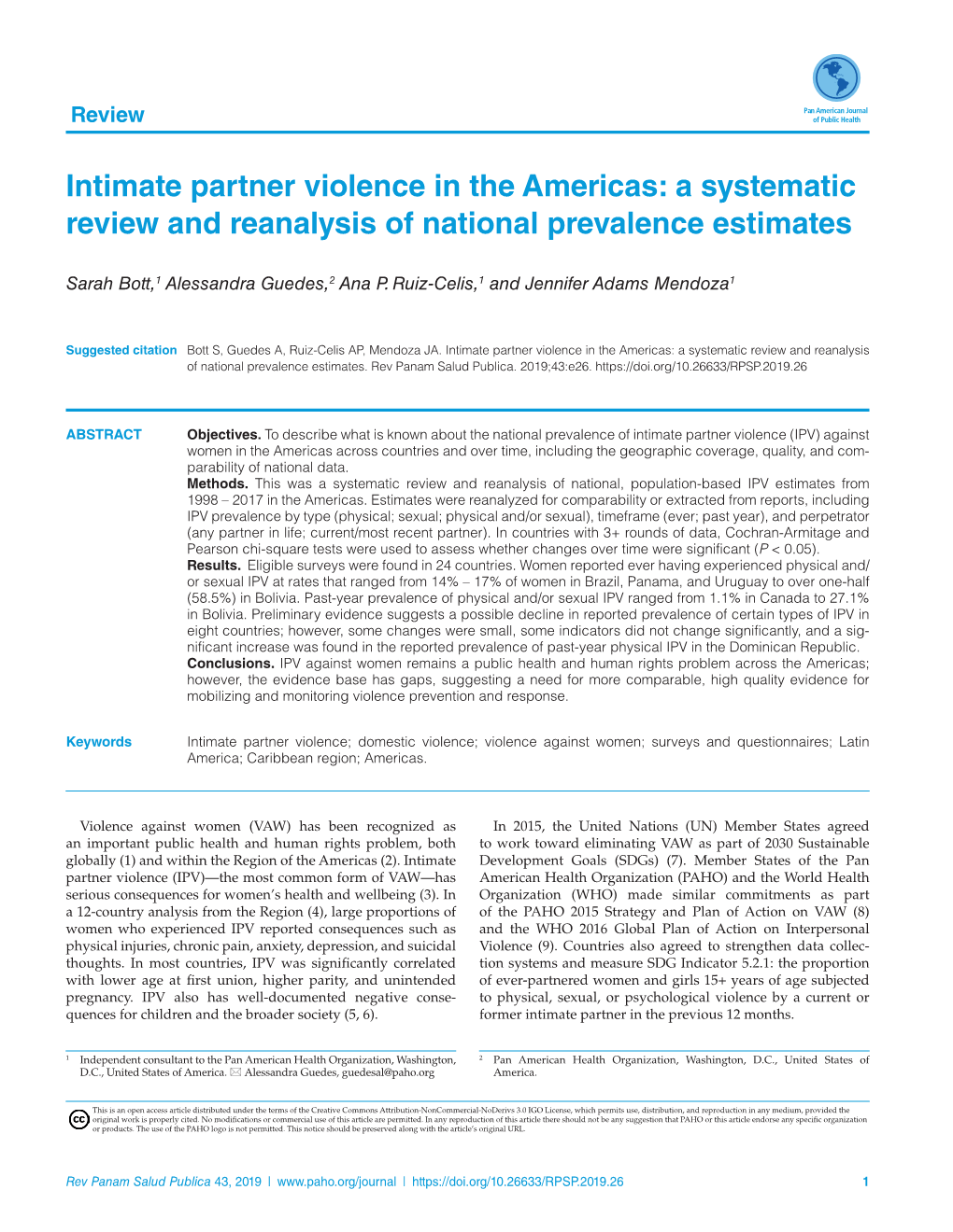 Intimate Partner Violence in the Americas: a Systematic Review and Reanalysis 16 of National Prevalence Estimates