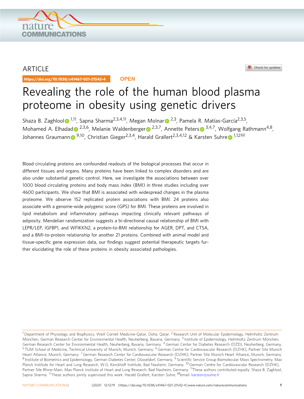 Revealing the Role of the Human Blood Plasma Proteome in Obesity Using Genetic Drivers
