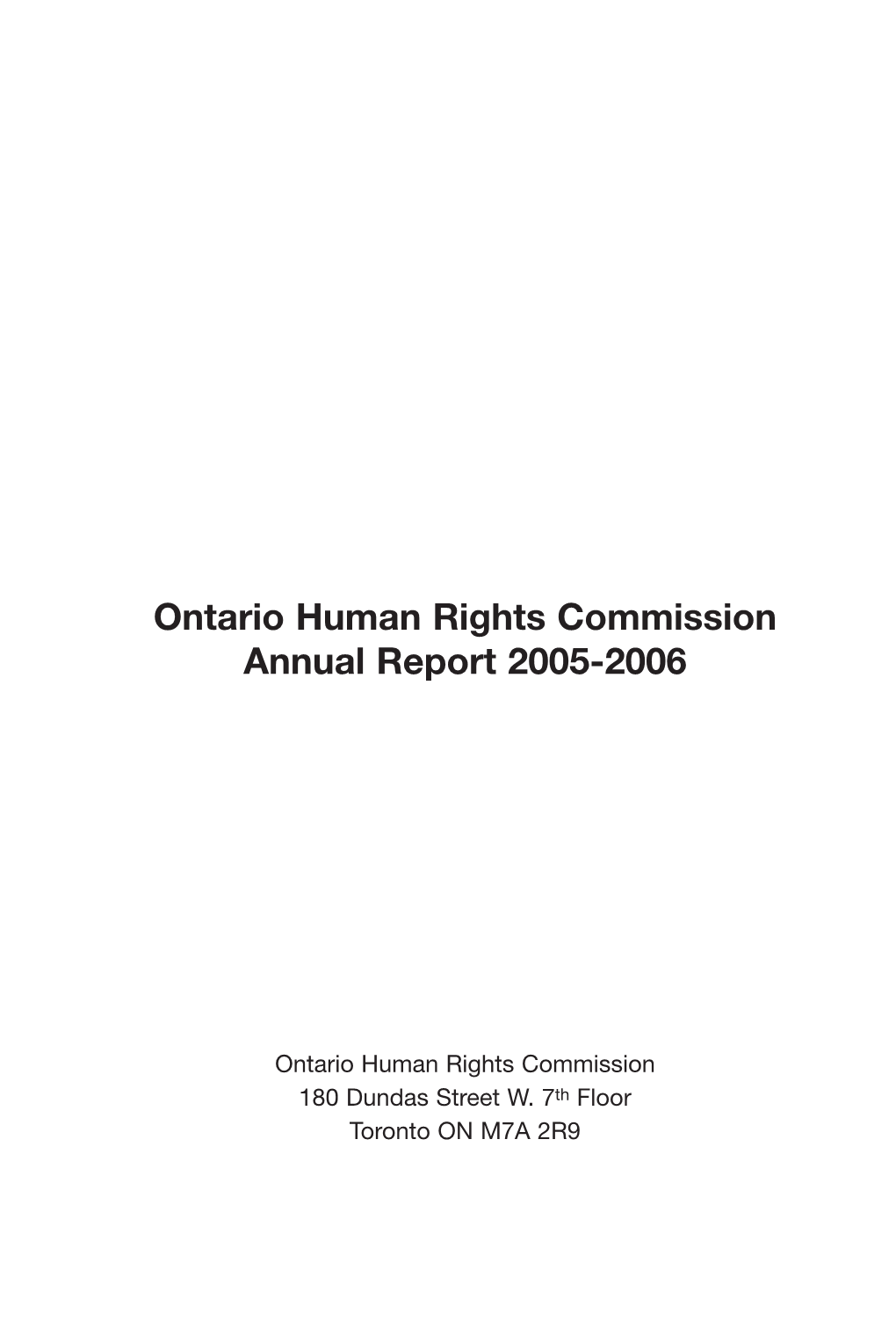 Ontario Human Rights Commission Annual Report 2005-2006