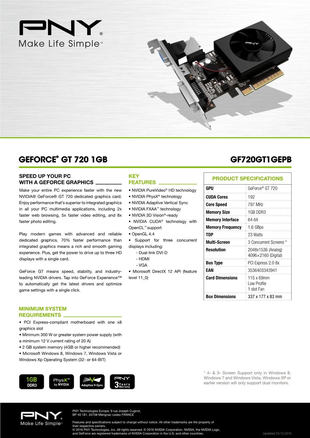 Geforce® Gt 720 1Gb Gf720gt1gepb