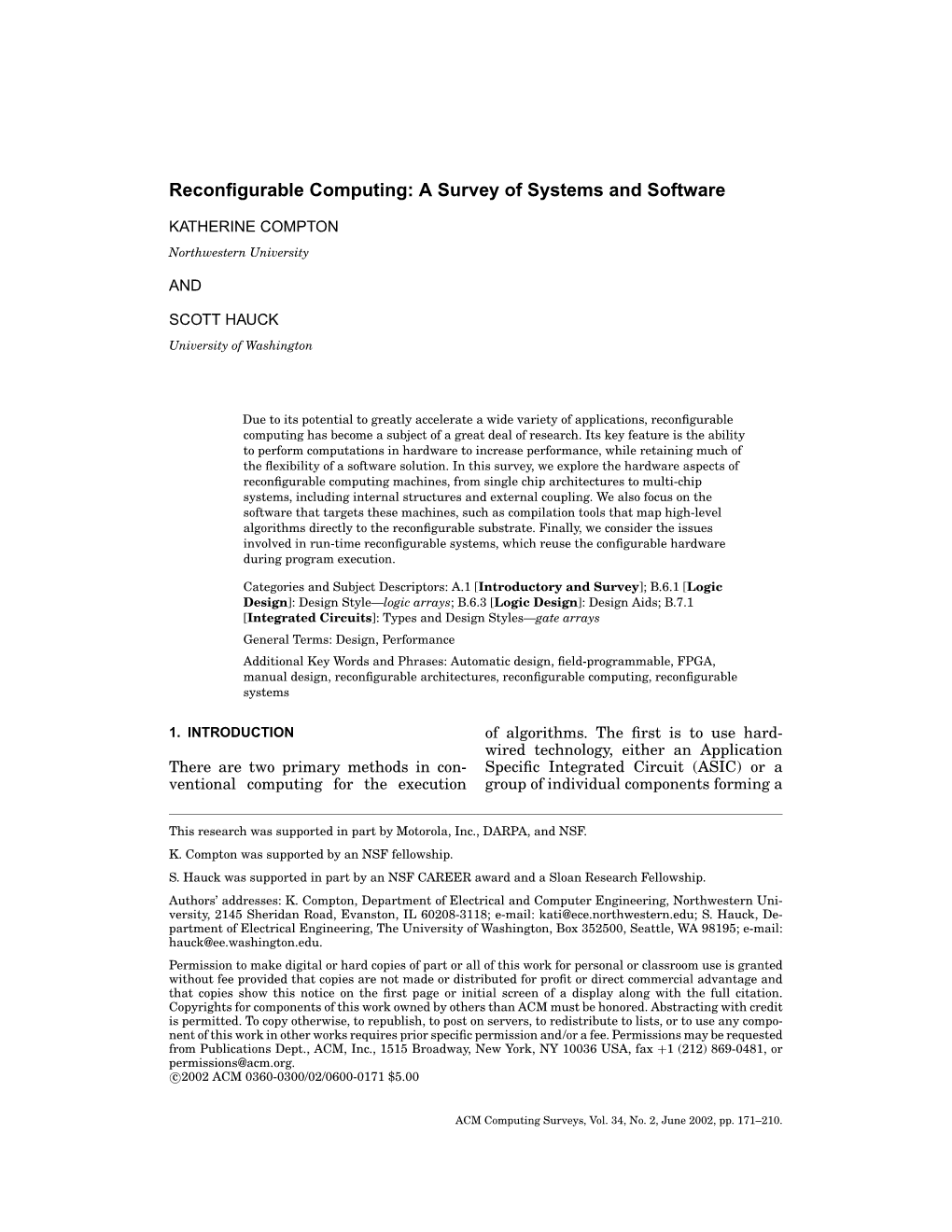 Reconfigurable Computing