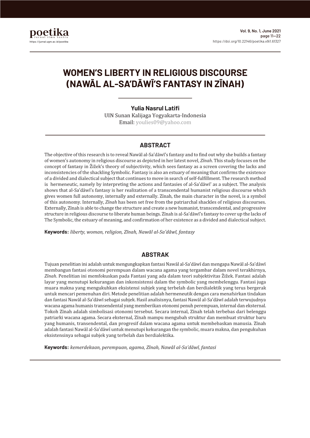 Women's Liberty in Religious Discourse