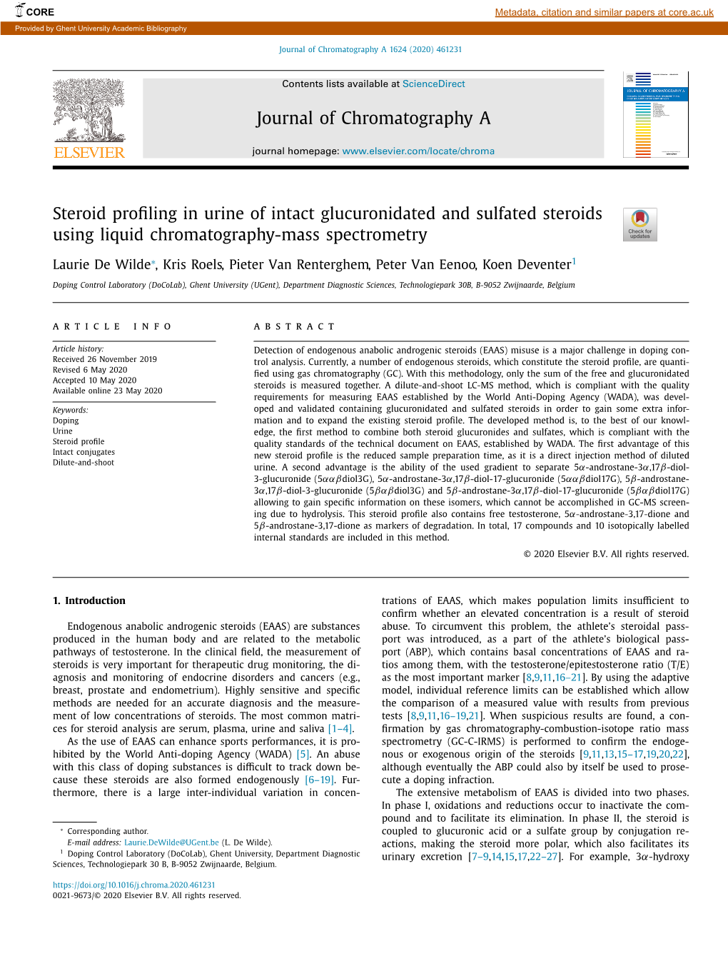 Steroid Profiling in Urine of Intact Glucuronidated and Sulfated