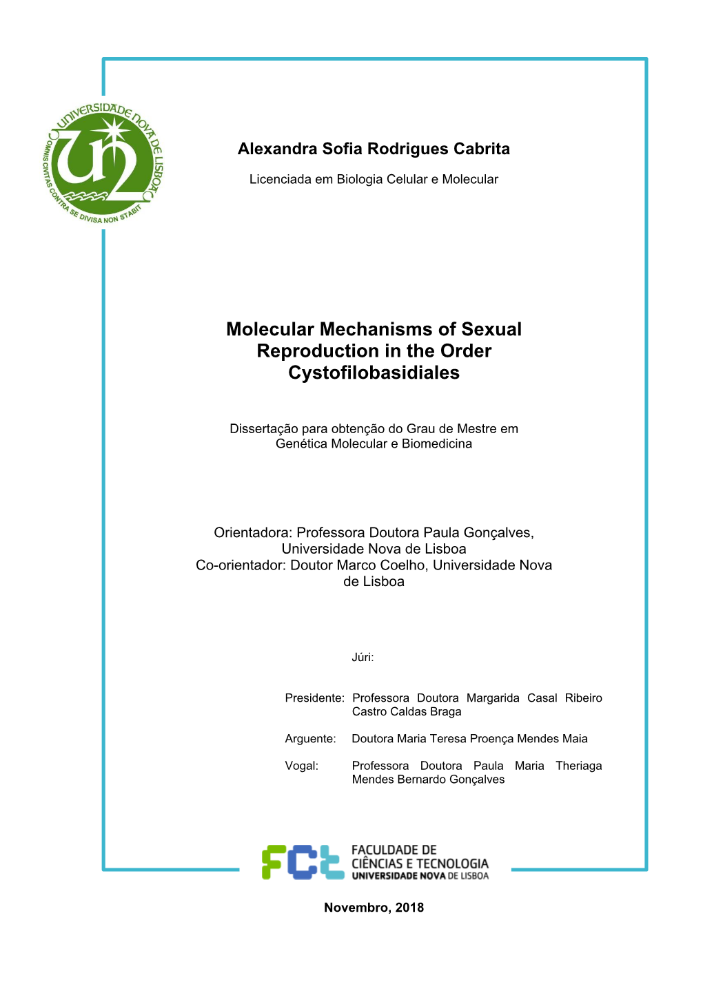 Molecular Mechanisms of Sexual Reproduction in the Order Cystofilobasidiales