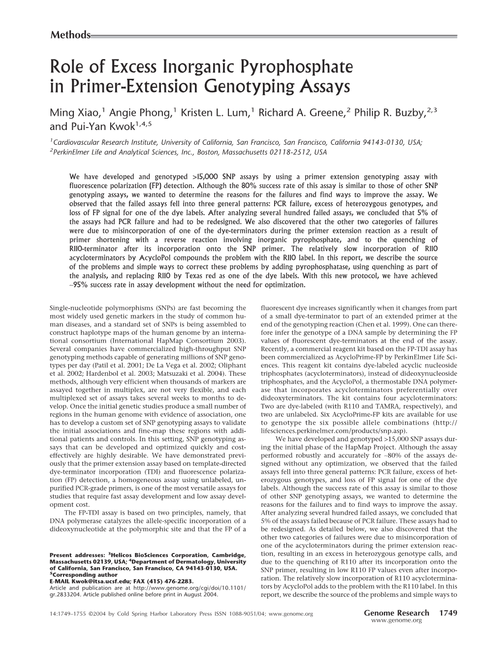 Role of Excess Inorganic Pyrophosphate in Primer-Extension Genotyping Assays