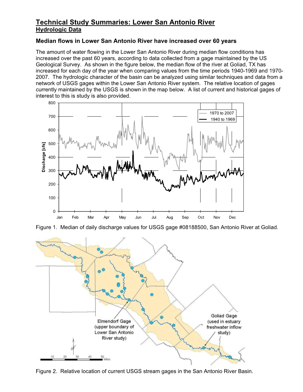 Summary of Hydrologic Data for the Lower San Antonio River Sub-Basin