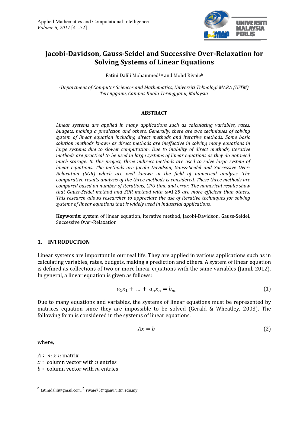 Jacobi-Davidson, Gauss-Seidel and Successive Over-Relaxation For