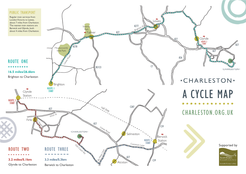 A CYCLE MAP ROUTE 2 START Rail Line C207 A27 CHARLESTON.ORG.UK Wick St Firle the Street A27 Lewes Road C39