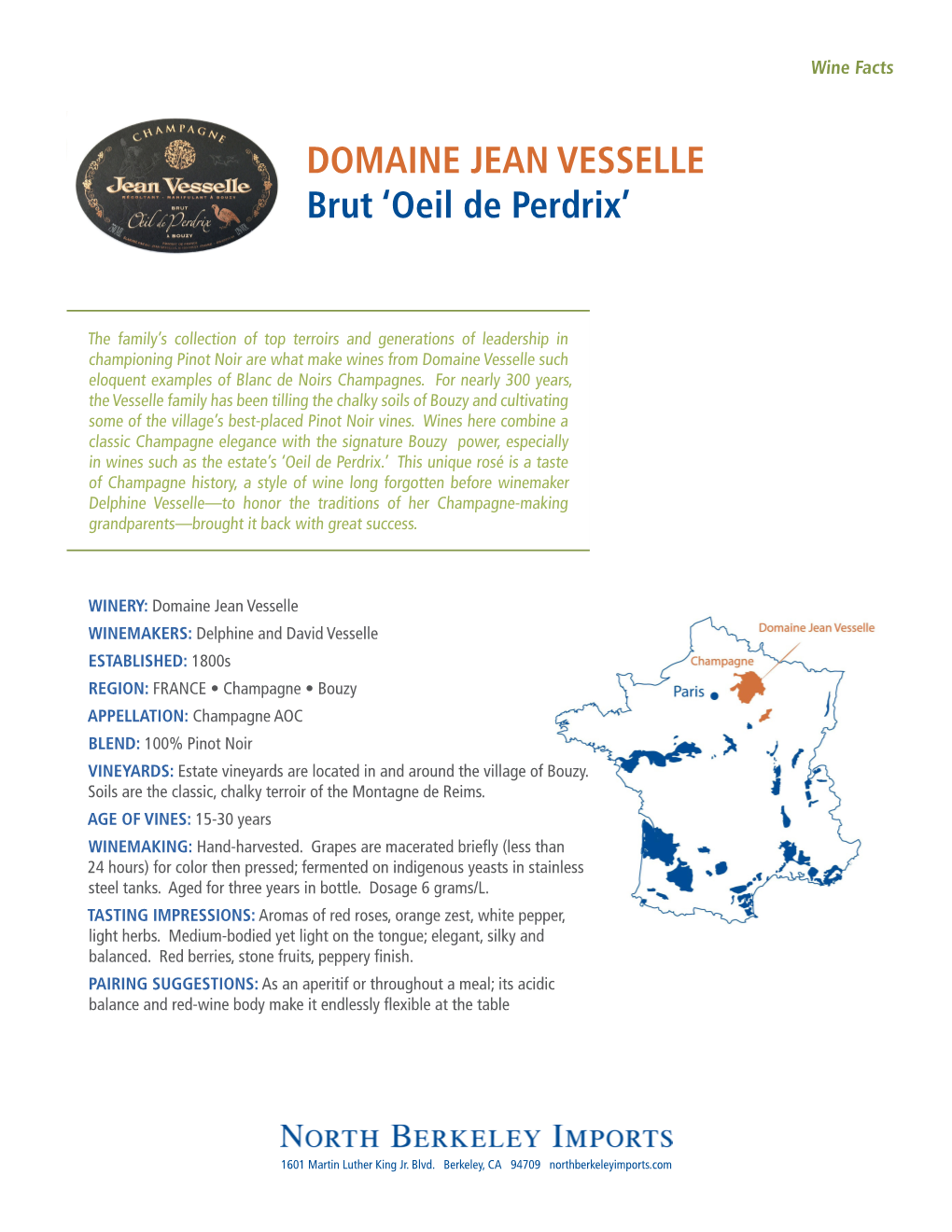 DOMAINE JEAN VESSELLE Brut 'Oeil De Perdrix'